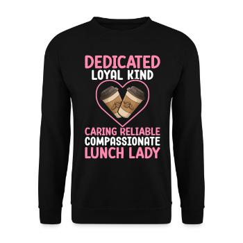 Cafeteria employee Dedicated, loyal, friend - Unisex Sweatshirt - black - Front - Alina (178cm) & Michal (187cm)