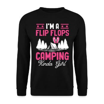 Flip Flops Camping Mädchen Camper Mädchen Wohnmobi - Unisex Pullover - Schwarz - Vorne - Alina (178cm) & Michal (187cm)