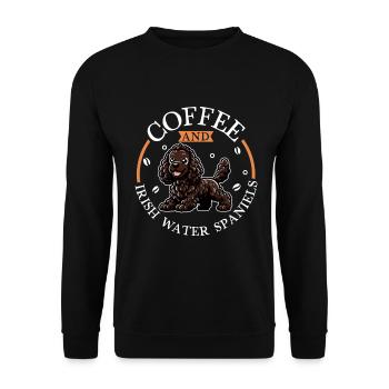 Café et épagneul d’eau irlandais - Sweat-shirt Unisexe - noir - Devant - Alina (178cm) & Michal (187cm)