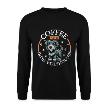 Café et Irish Wolfhound - Sweat-shirt Unisexe - noir - Devant - Alina (178cm) & Michal (187cm)