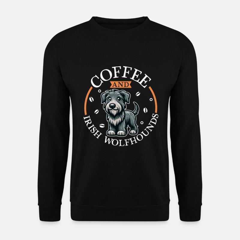 Kaffee und Irischer Wolfshund - Unisex Pullover - Schwarz