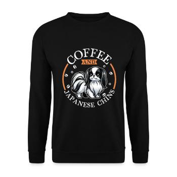 Coffee and Japan Chin - Unisex Sweatshirt - black - Front - Alina (178cm) & Michal (187cm)