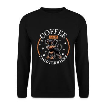 Coffee and German Hunting Terrier - Unisex Sweatshirt - black - Front - Alina (178cm) & Michal (187cm)