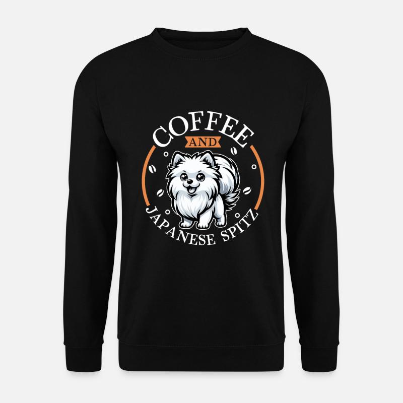 Kaffee und Japan-Spitz - Unisex Pullover - Schwarz
