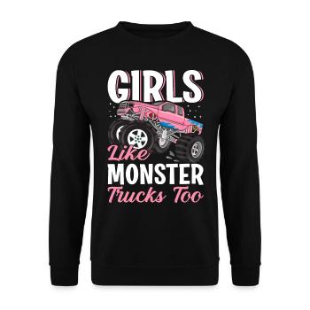 Girls Monster Trucks Truck Lover Girls - Unisex Sweatshirt - black - Front - Alina (178cm) & Michal (187cm)