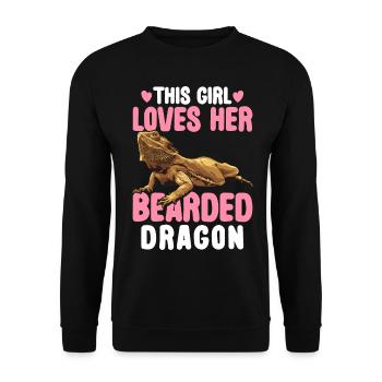 Dieses Mädchen liebt ihren Bartagamen-Eidechsen-Li - Unisex Pullover - Schwarz - Vorne - Alina (178cm) & Michal (187cm)