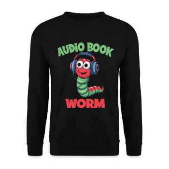 Audio Book Worm Hörbuch Hörspiel für Hörbuch - Unisex Pullover - Schwarz - Vorne - Alina (178cm) & Michal (187cm)