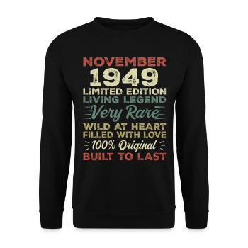 Legend Since November 1949 Born November 1949 - Unisex Sweatshirt - black - Front - Alina (178cm) & Michal (187cm)