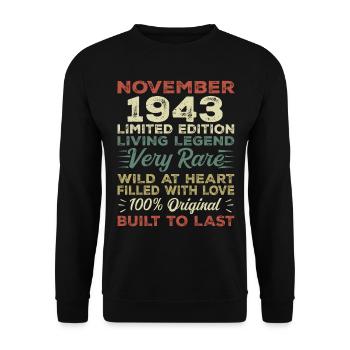 Legend Since November 1943 Born November 1943 - Unisex Sweatshirt - black - Front - Alina (178cm) & Michal (187cm)