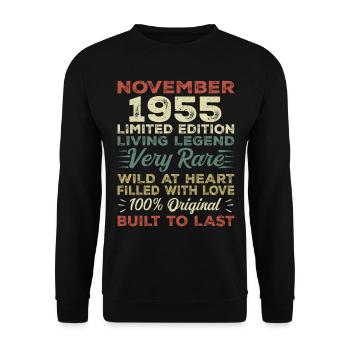 Légende : depuis novembre 1955 Né en novembre 1955 - Sweat-shirt Unisexe - noir - Devant - Alina (178cm) & Michal (187cm)