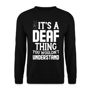 Deaf Pride ASL Gebärdensprache - Unisex Pullover - Schwarz - Vorne - Alina (178cm) & Michal (187cm)
