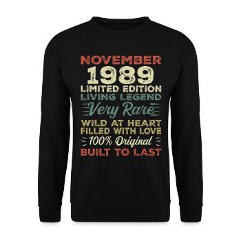 Legend Since November 1989 Vintage November 1989 - Unisex Sweatshirt - black - Front - Alina (178cm) & Michal (187cm)