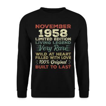 Legend Since November 1958 Vintage November 1958 - Unisex Sweatshirt - black - Front - Alina (178cm) & Michal (187cm)