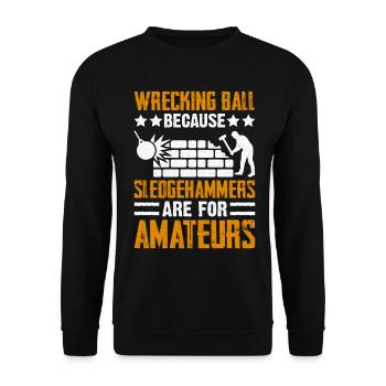 Funny House Demolition Day Wrecking Ball Sledge - Unisex Sweatshirt - black - Front - Alina (178cm) & Michal (187cm)