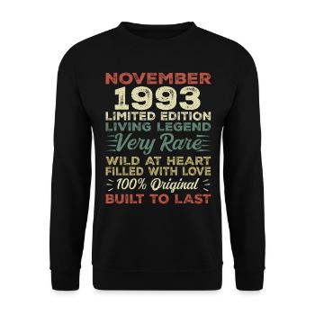 Légende Depuis Novembre 1993 Millésime Novembre 1993 - Sweat-shirt Unisexe - noir - Devant - Alina (178cm) & Michal (187cm)