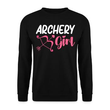 Bogenschießen Mädchen Bogenschütze Bogen und Pfeil - Unisex Pullover - Schwarz - Vorne - Alina (178cm) & Michal (187cm)