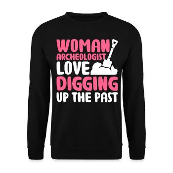 Mme Archéologue Amour Fouiller le Passé - Sweat-shirt Unisexe - noir - Devant - Alina (178cm) & Michal (187cm)