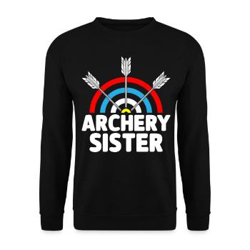 Bogenschießen Schwester Bogenschütze Bogen und Pfe - Unisex Pullover - Schwarz - Vorne - Alina (178cm) & Michal (187cm)