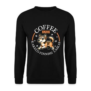 Café et Laïka Karélo-Finlandaise - Sweat-shirt Unisexe - noir - Devant - Alina (178cm) & Michal (187cm)