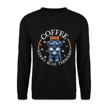 Kaffee und Kerry Blue Terrier - Unisex Pullover - Schwarz - Vorne - Alina (178cm) & Michal (187cm)