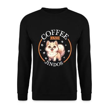 Coffee and Korea Jindo Dog - Unisex Sweatshirt - black - Front - Alina (178cm) & Michal (187cm)