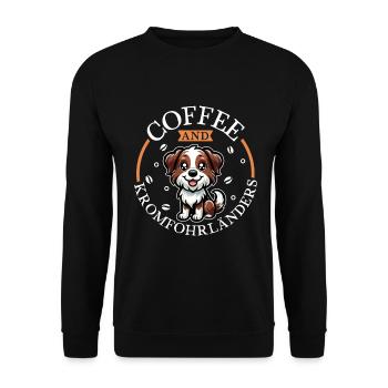 Kaffee und Kromfohrländer - Unisex Pullover - Schwarz - Vorne - Alina (178cm) & Michal (187cm)