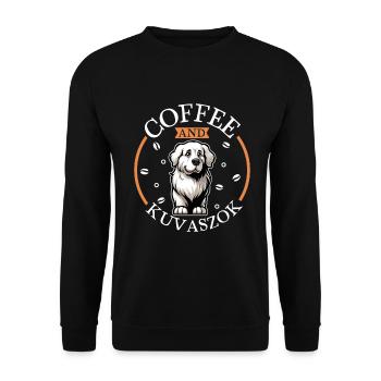 Kaffee und Kuvasz - Unisex Pullover - Schwarz - Vorne - Alina (178cm) & Michal (187cm)