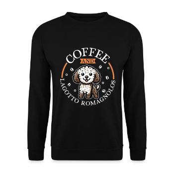 Café et Lagotto Romagnolo - Sweat-shirt Unisexe - noir - Devant - Alina (178cm) & Michal (187cm)