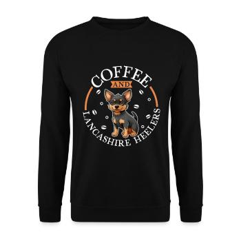 Coffee and Lancashire Heeler - Unisex Sweatshirt - black - Front - Alina (178cm) & Michal (187cm)