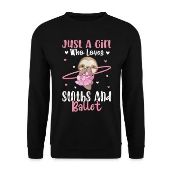 Nur ein Mädchen, das Faultiere und Ballett liebt T - Unisex Pullover - Schwarz - Vorne - Alina (178cm) & Michal (187cm)