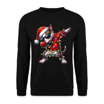 Tupfende American Bull Terrier Sonnenbrille Niedli - Unisex Pullover - Schwarz - Vorne - Alina (178cm) & Michal (187cm)