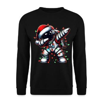 Dabbing Astronaut Cute Christmas Xmas - Unisex Sweatshirt - black - Front - Alina (178cm) & Michal (187cm)