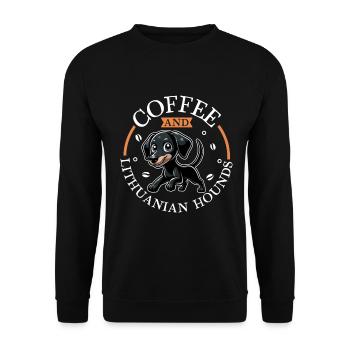 Coffee and Lithuanian Hound - Unisex Sweatshirt - black - Front - Alina (178cm) & Michal (187cm)