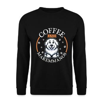 Coffee and Maremma-Abruzzo Shepherd Dog - Unisex Sweatshirt - black - Front - Alina (178cm) & Michal (187cm)