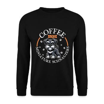 Kaffee und Zwergschnautzer - Unisex Pullover - Schwarz - Vorne - Alina (178cm) & Michal (187cm)