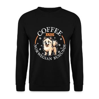 Café et Buhund norvégien - Sweat-shirt Unisexe - noir - Devant - Alina (178cm) & Michal (187cm)