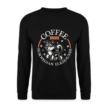 Café et chien d’élan norvégien - Sweat-shirt Unisexe - noir - Devant - Alina (178cm) & Michal (187cm)
