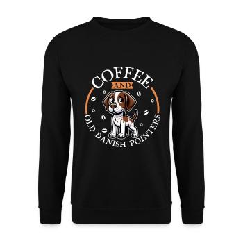 Kaffee und Altdänischer Vorstehhund - Unisex Pullover - Schwarz - Vorne - Alina (178cm) & Michal (187cm)