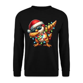 Tupfende Huhn Bauernhof Bauer Sonnenbrille Niedlic - Unisex Pullover - Schwarz - Vorne - Alina (178cm) & Michal (187cm)
