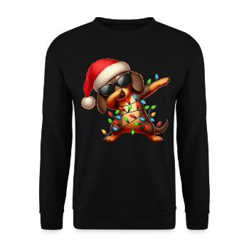 Polka Dot Dachshund Sunglasses Cute Christmas - Unisex Sweatshirt - black - Front - Alina (178cm) & Michal (187cm)
