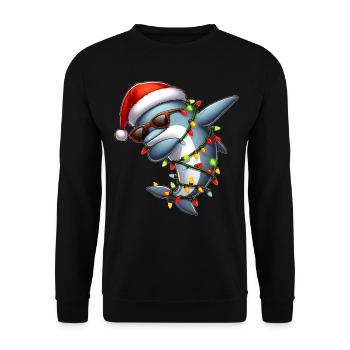 Polka Dot Dolphin Sunglasses Cute Christmas - Unisex Sweatshirt - black - Front - Alina (178cm) & Michal (187cm)