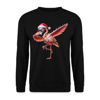 Polka Dot Flamingo Sunglasses Cute Christmas - Unisex Sweatshirt - black - Front - Alina (178cm) & Michal (187cm)