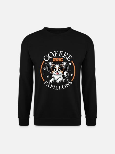 Kaffee und Papillon - Unisex Pullover - Schwarz
