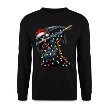 Dabbing Sensenmann der Tod Sonnenbrille niedlich - Unisex Pullover - Schwarz - Vorne - Alina (178cm) & Michal (187cm)