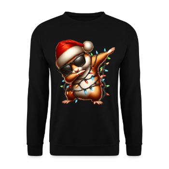 Tupfende Hamster Hammy Sonnenbrille Niedlich Weihn - Unisex Pullover - Schwarz - Vorne - Alina (178cm) & Michal (187cm)