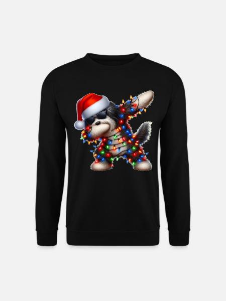 Tupfende Havaneser Hund Sonnenbrille Niedlich Weih - Unisex Pullover - Schwarz