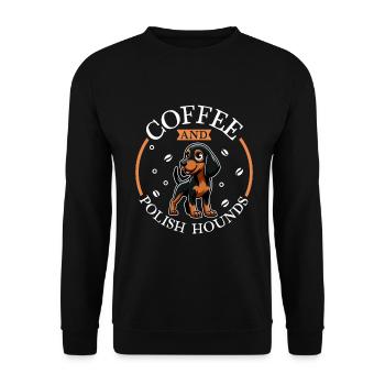 Kaffee und Polnische Bracke - Unisex Pullover - Schwarz - Vorne - Alina (178cm) & Michal (187cm)