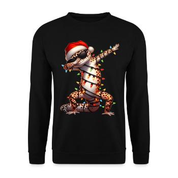 Tupfende Leopard Gecko Eidechse Sonnenbrille Niedl - Unisex Pullover - Schwarz - Vorne - Alina (178cm) & Michal (187cm)