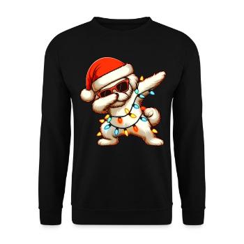 Tupfende Malteser Hund Sonnenbrille Niedlich Weihn - Unisex Pullover - Schwarz - Vorne - Alina (178cm) & Michal (187cm)