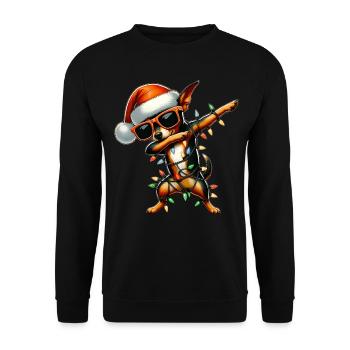 Dabbing Miniature Pinscher Dog Sunglasses - Unisex Sweatshirt - black - Front - Alina (178cm) & Michal (187cm)